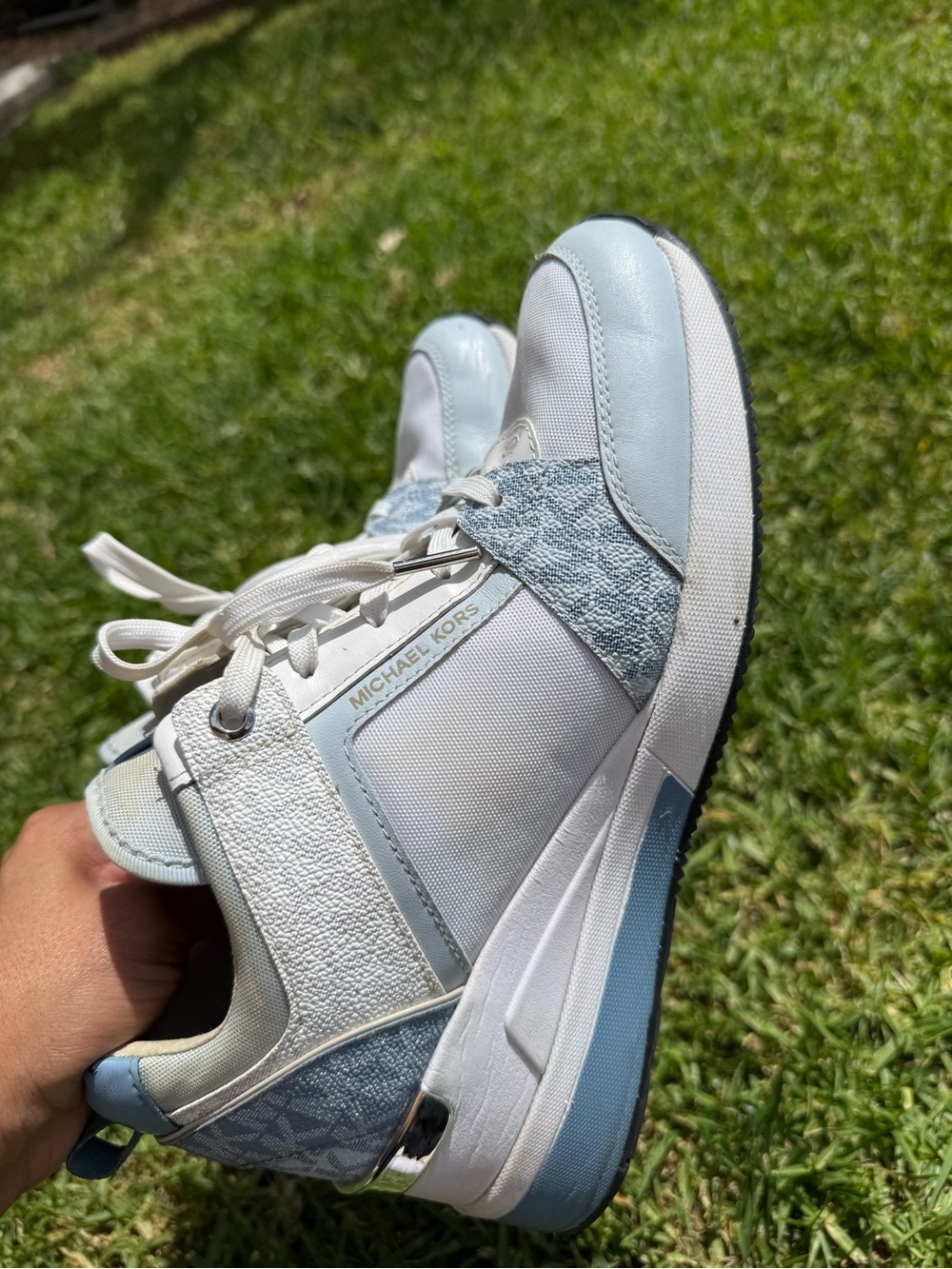 Michael Kors Light Blue and White Women's Sneakers